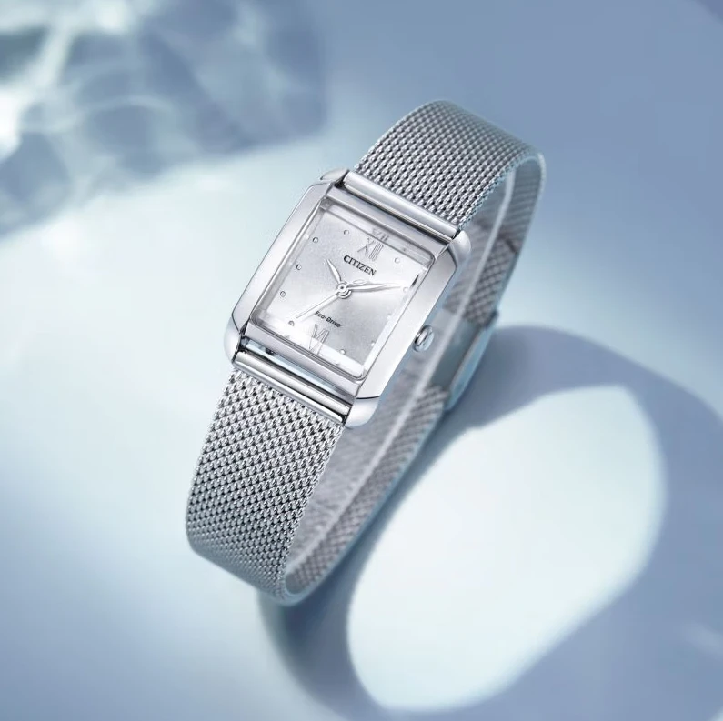 Citizen/西铁城光动能方形盘钢带女表EW5590-62A