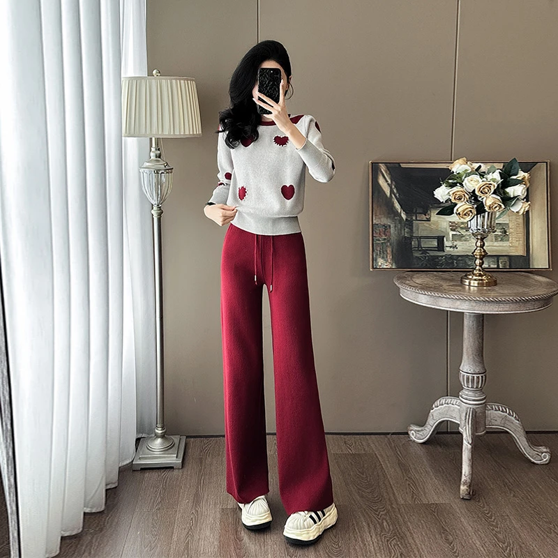 冬季穿搭一整套时尚休闲洋气高级感百搭针织毛衣裤子两件套装女