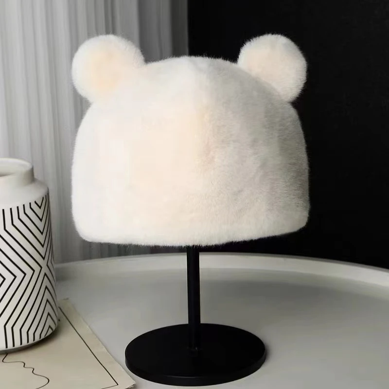 秋冬护耳帽针织贝雷帽秋冬护耳帽时尚百搭秋冬季保暖帽毛绒韩版