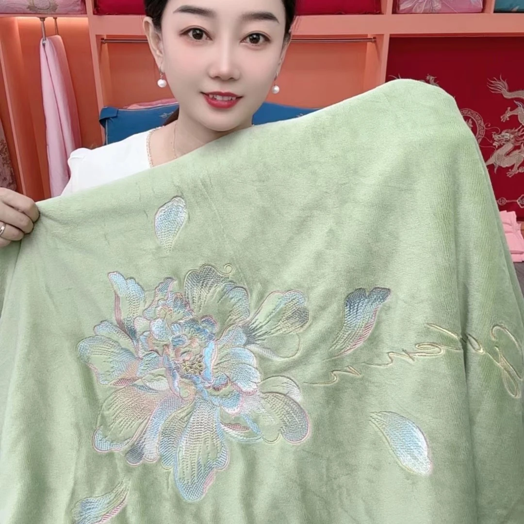 【花恋】加厚绒绣花牛奶绒四件套绒被套床上用品被罩床单