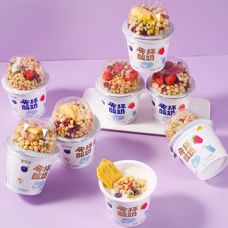 金芊源生牛乳搅拌酸奶嚼拌大杯210g*6杯营养谷物杯水果干草莓整箱
