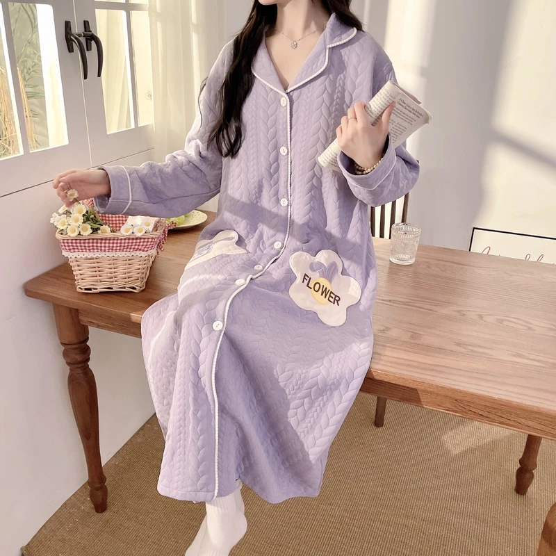 孕妇生产服进产房带胸垫待产裙秋冬月子服产后春秋哺乳睡裙加裤子