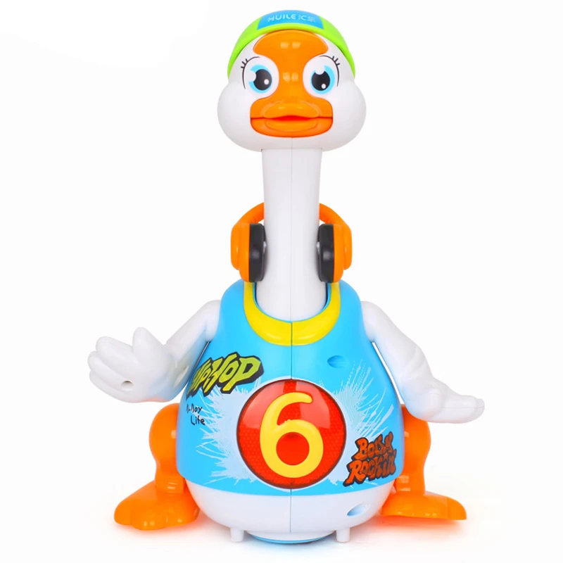 汇乐摇摆鹅充电款动物玩具会唱歌跳舞互动学说话练抬头电动小鸭子