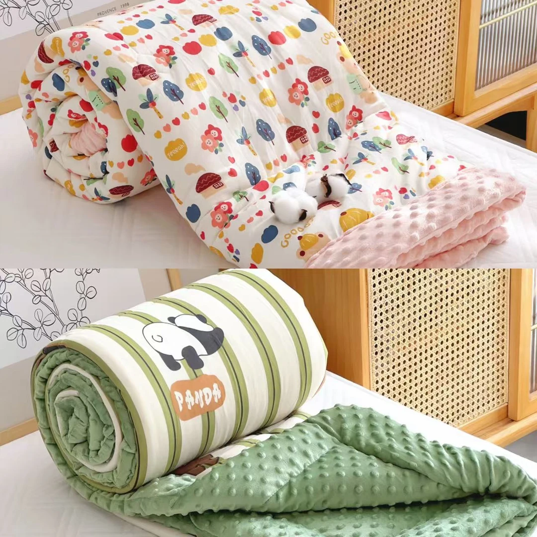 【京かわ会社】针织棉豆豆被150*200cm 条纹熊猫等