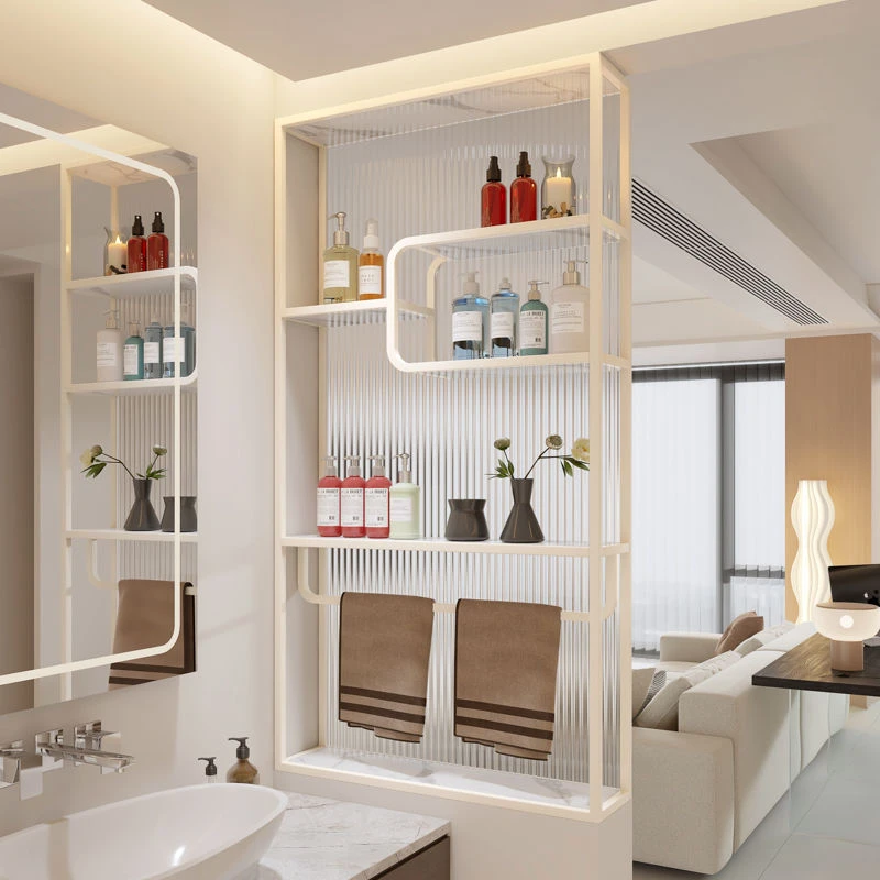 半墙卫生间柜子现代简约新款长虹玻璃客厅客厅隔断屏风