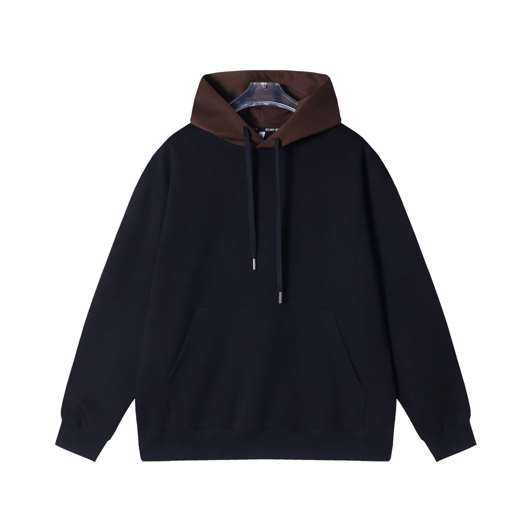 WY452-DYX秋冬新款拼色美式街头韩版抽绳款时尚长袖连帽宽松卫衣