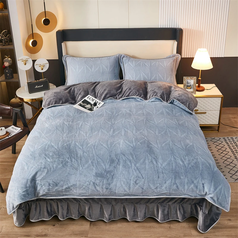 加大号四件套尺寸220X240加厚牛奶绒四件套冬季保暖四件套双面绒