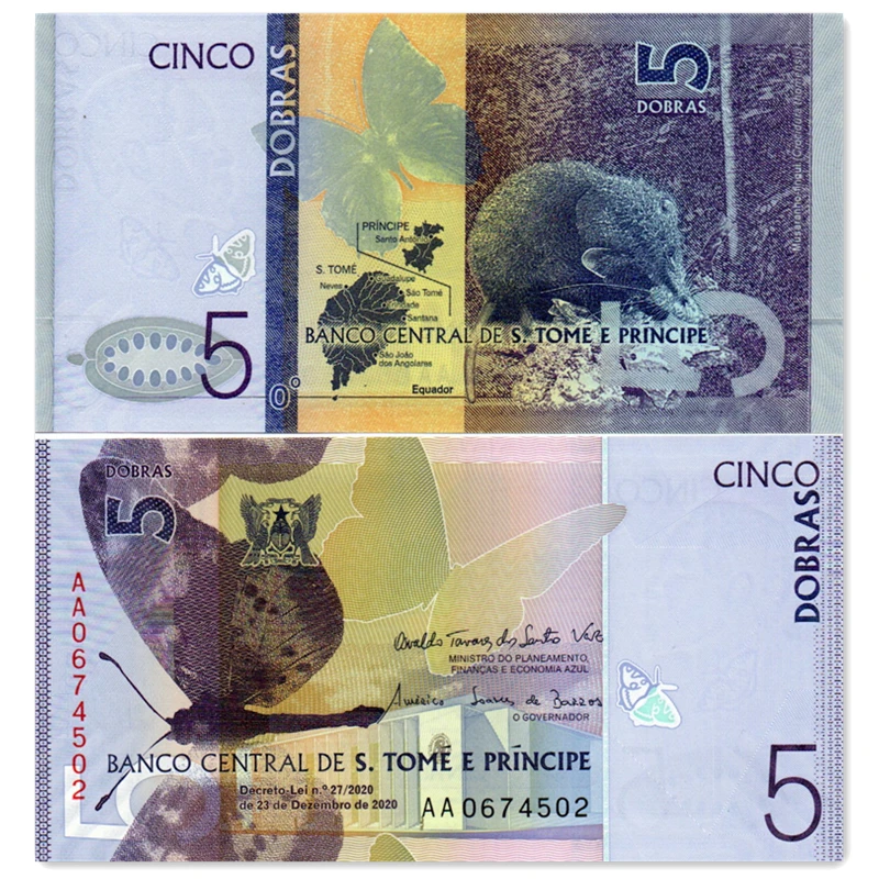 圣多美和普林西比5多布拉纸币 2020年非洲全新钱币UNC