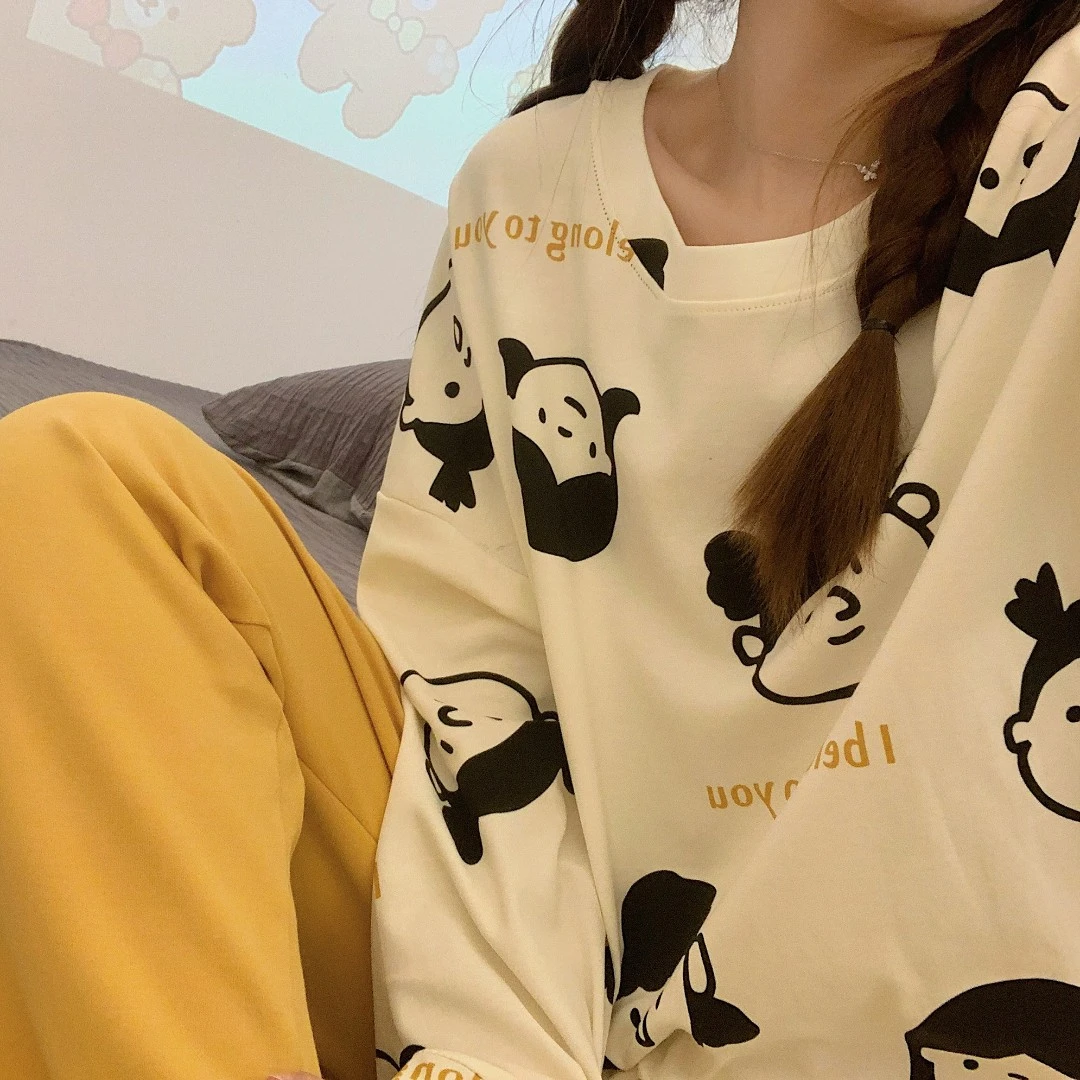 【小女孩】睡衣休闲长袖春秋网红ins风新款时尚爆款女士家居服套装