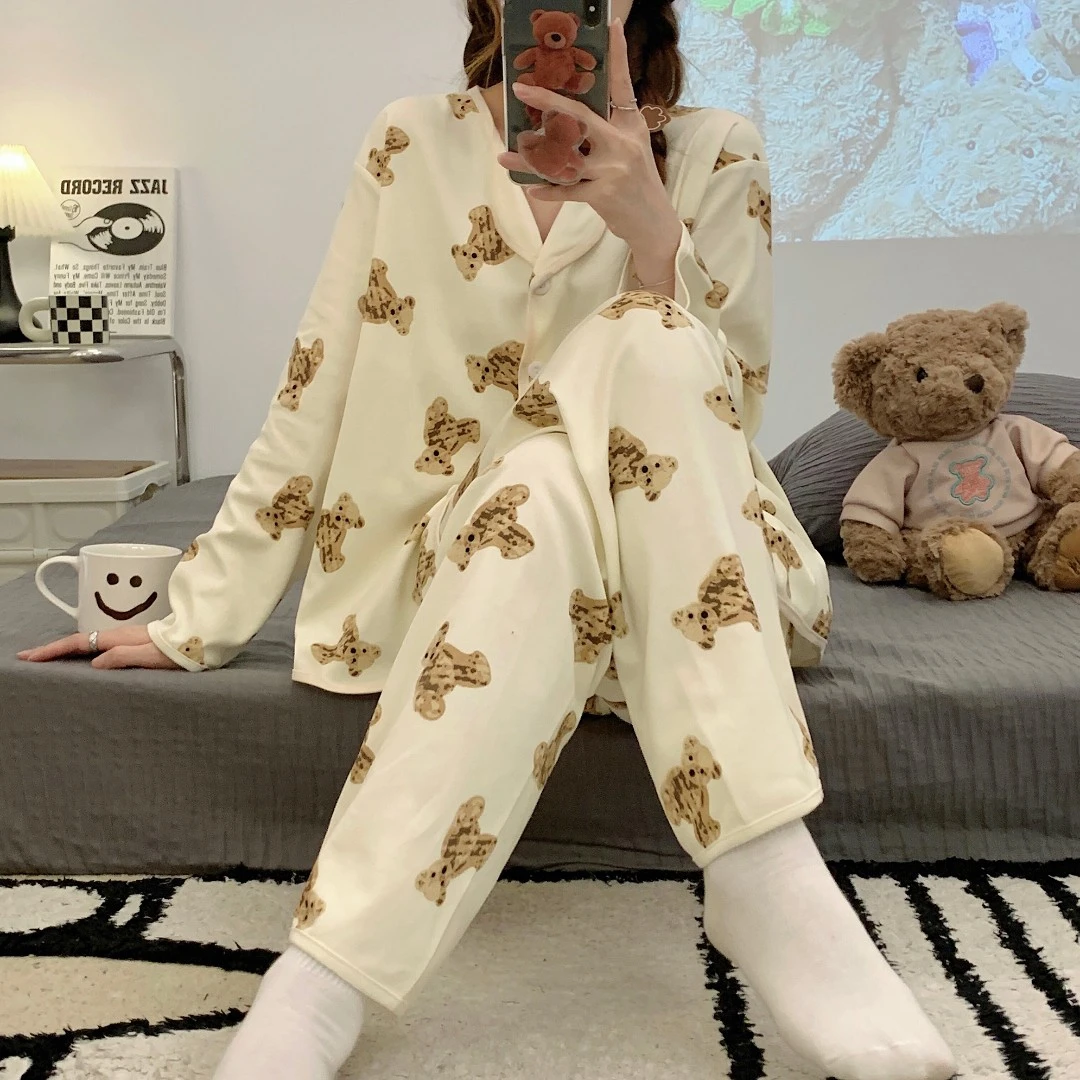 【粉丝专享】睡衣女卡通长袖春秋网红ins风新款可爱女士家居服套装