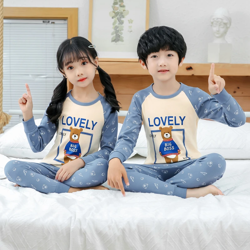小童保暖内衣纯棉套装男孩女童秋衣秋裤全棉毛衫宝宝春秋睡衣儿童