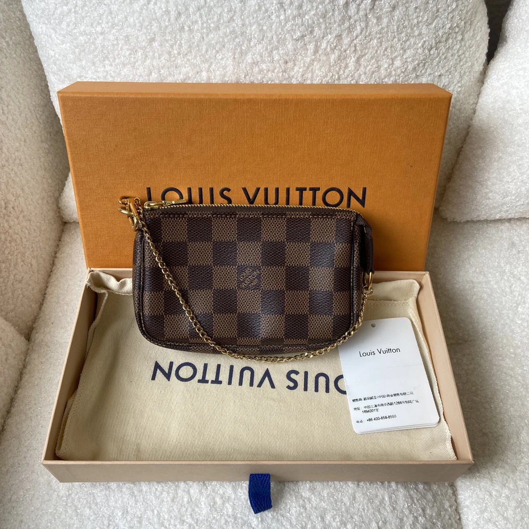全新未使用 LouisVuitton/路易威登 全新棕色棋盘格小麻将经典
