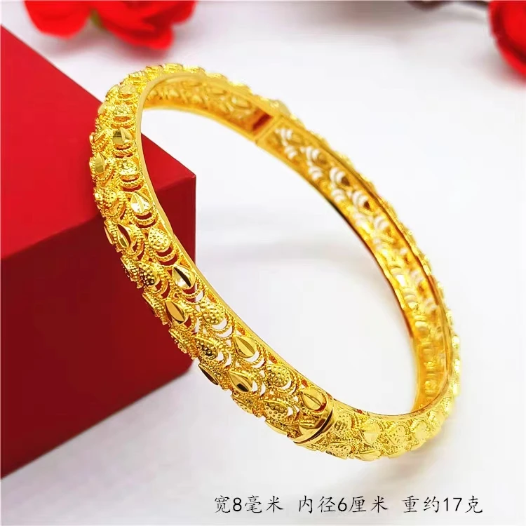 铜合金手镯 孔雀手镯开口卡扣女士时尚小众设计网红蕾丝镂空镯子