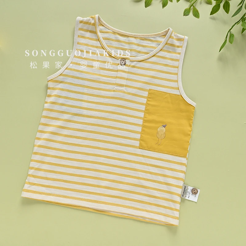 哎蔴蔴【浮力品宣】夏季儿童背心9021404男小童宝宝条纹纯棉无袖T恤