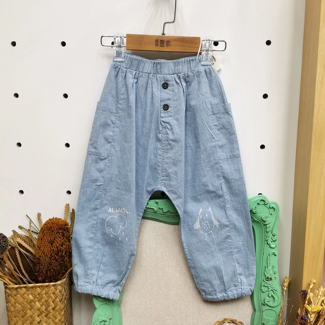 哎蔴蔴【浮力品宣】夏儿童休闲裤9021816小童宝韩版哈伦九分防蚊裤