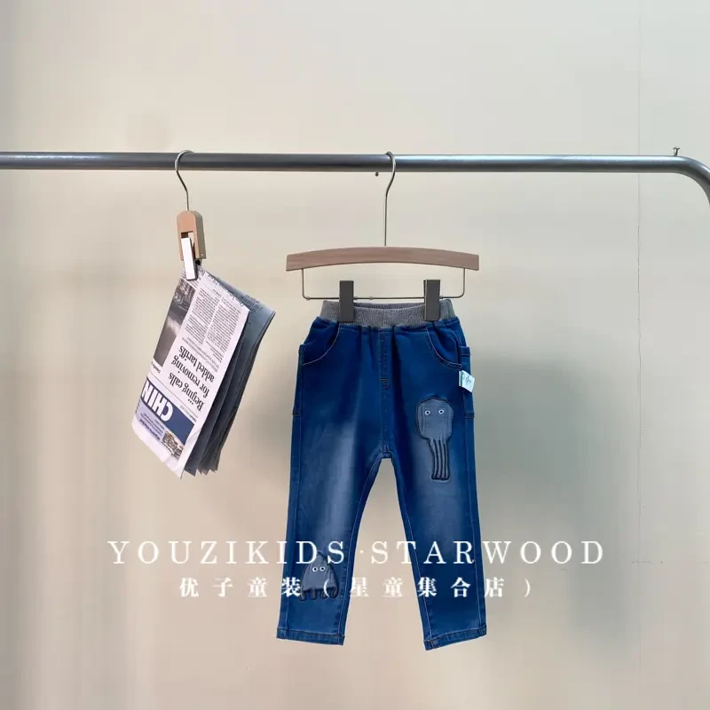 哎蔴蔴【反季浮力】秋儿童牛仔裤9011865小童韩版时尚弹力小直筒裤