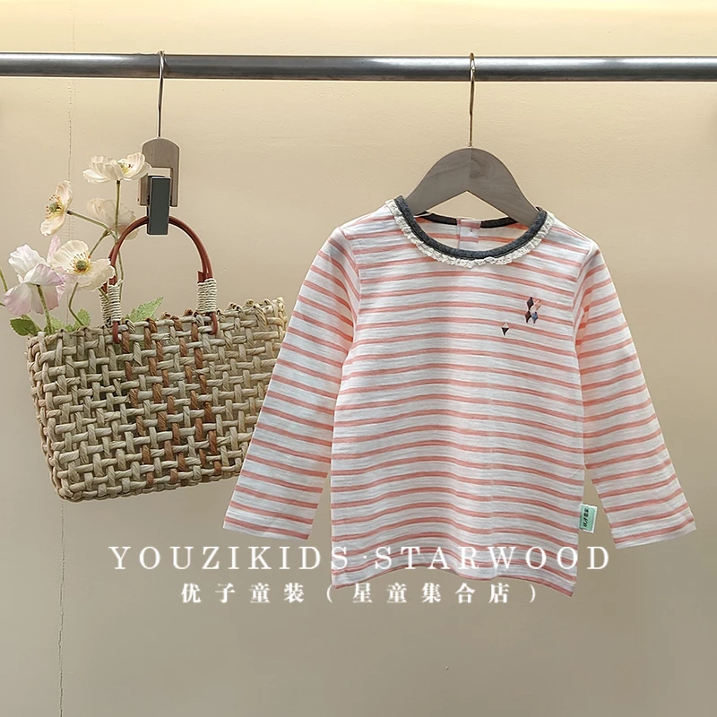 哎蔴蔴【早秋浮力】春秋儿童T恤9012163女小童宝宝长袖条纹T恤纯棉