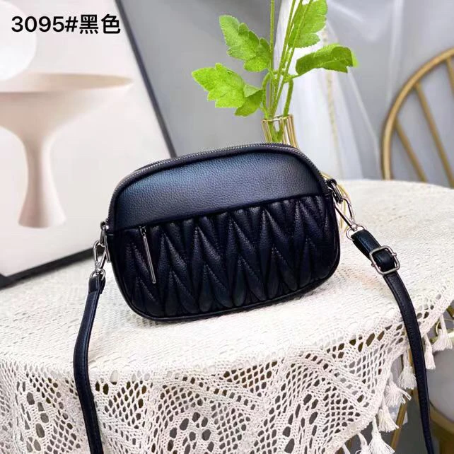 时尚妈妈包百褶黑色大容量斜挎单肩包-雅诗