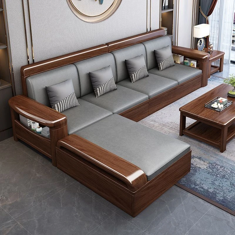 新款胡桃木实木沙发客厅组合中式家用冬夏两用小户型家具储物木质
