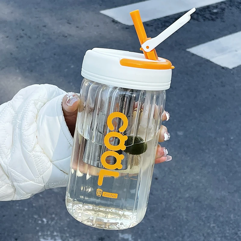 杯子网红爆款玻璃水杯女士专用耐高温大容量茶水分离办公室花茶杯