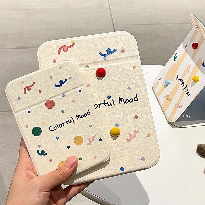 镜子折叠可爱女生桌面化妆镜卧室宿舍台式高清创意随身便携梳妆镜