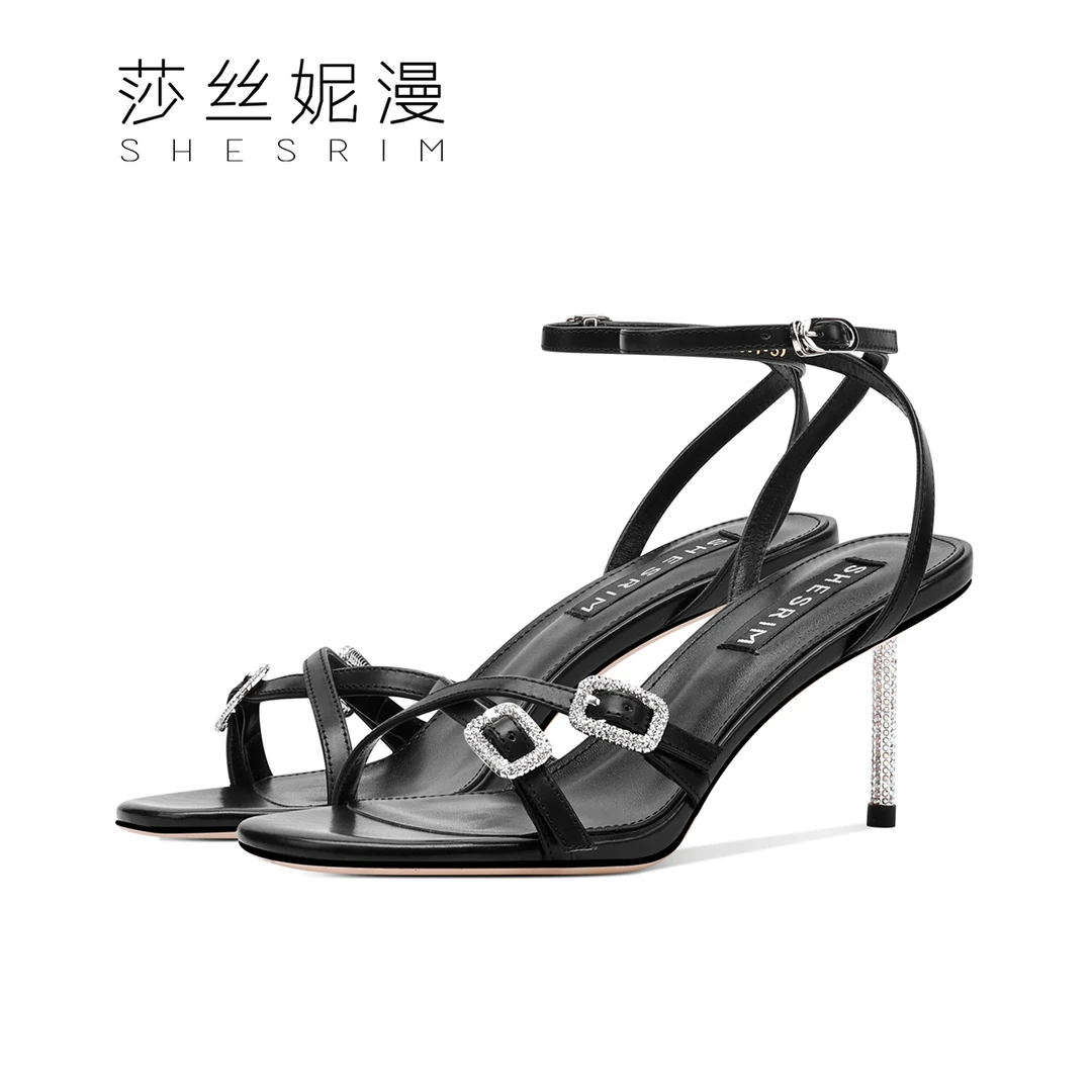 午夜玫瑰】春夏新款气质高跟凉鞋女性感百搭侧空细跟尖头露趾女鞋