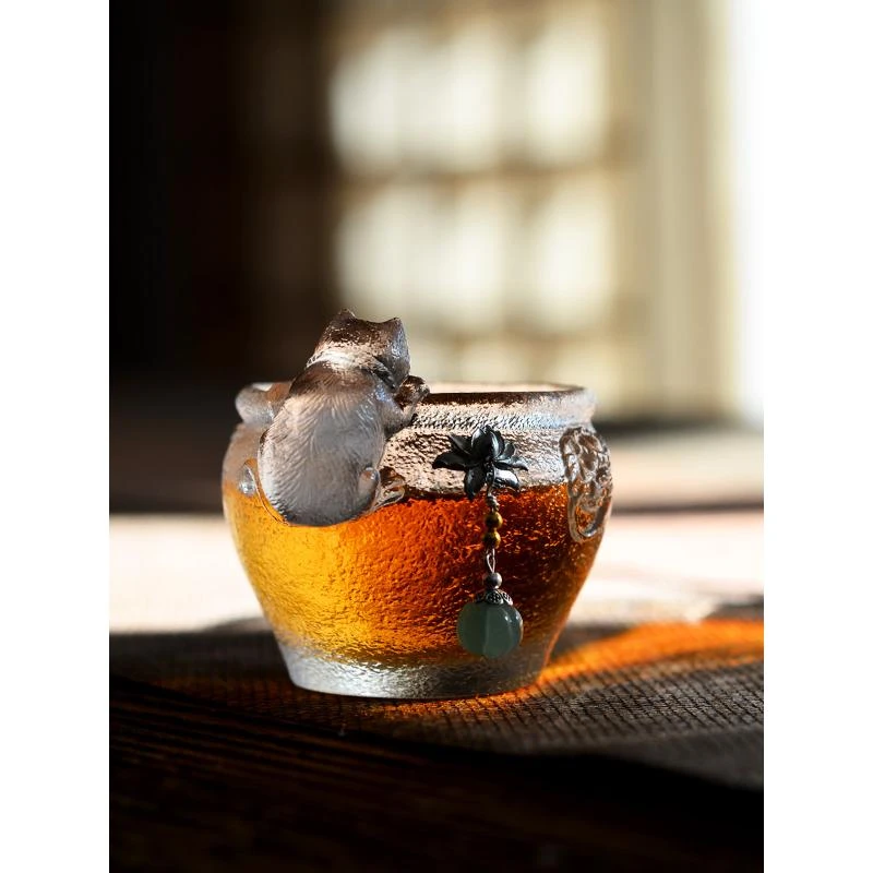 琉璃茶杯故宫御猫杯耐热玻璃主人杯单杯个性创意喝茶小杯可爱茶盏