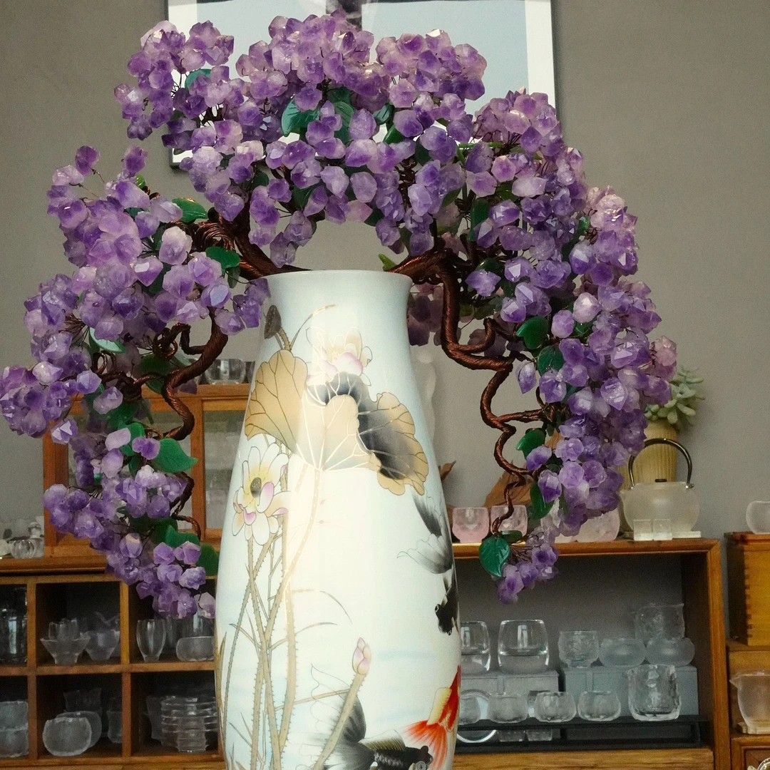 入怀高端原矿紫水晶树装饰品礼物手工摆件晶簇原石居家礼品装饰