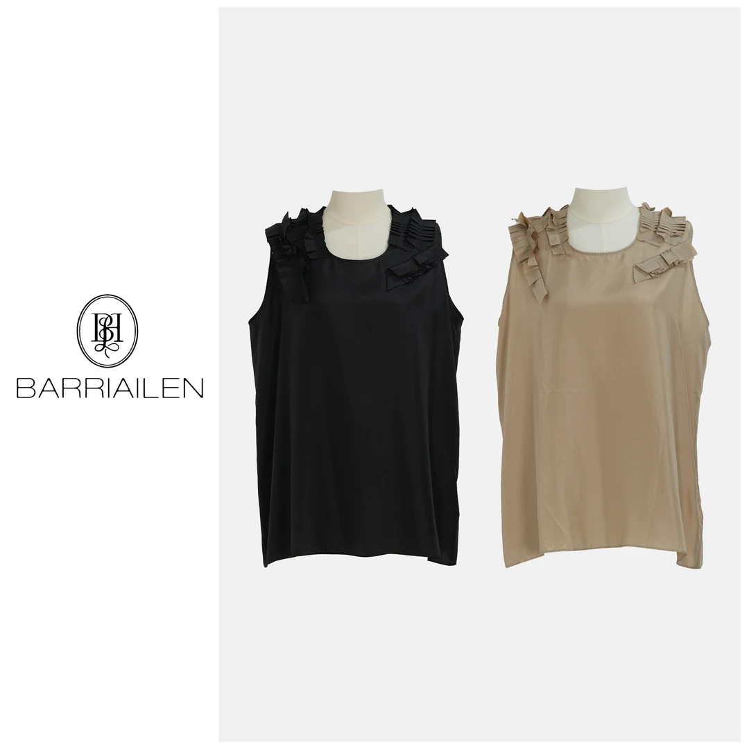 BARRIAILEN | 肩部贴花褶皱边浪漫小背心 -2401801