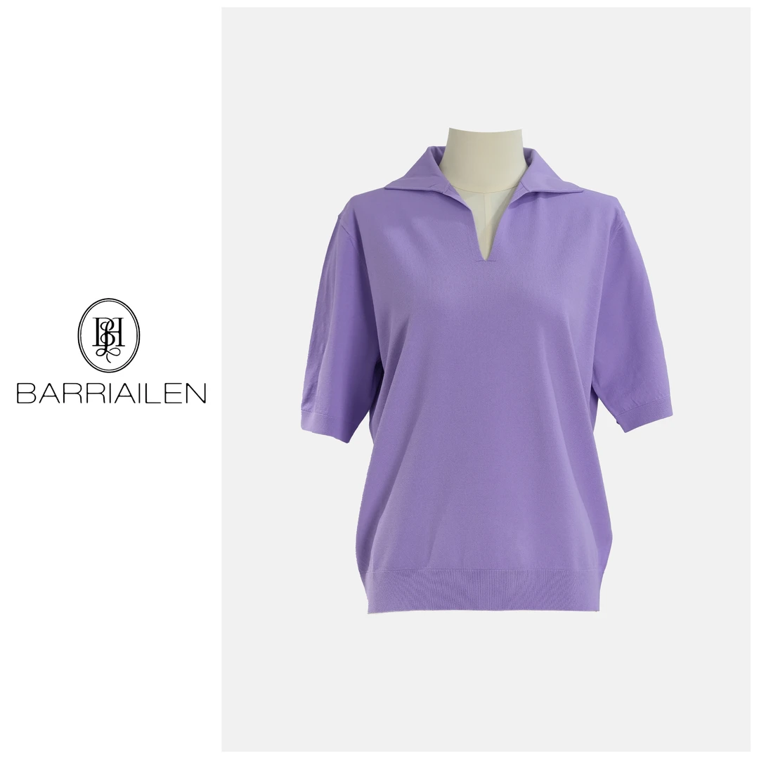 BARRIAILEN | 翻领宽松简约纯色气质针织上衣-245944