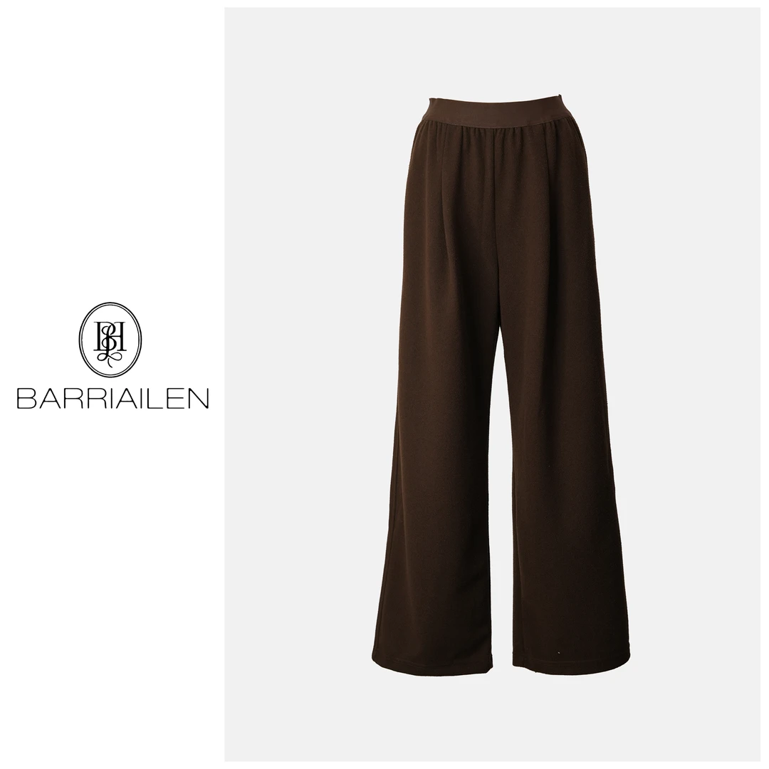 BARRIAILEN |  简约百搭简约松紧腰复古休闲长裤-2401239