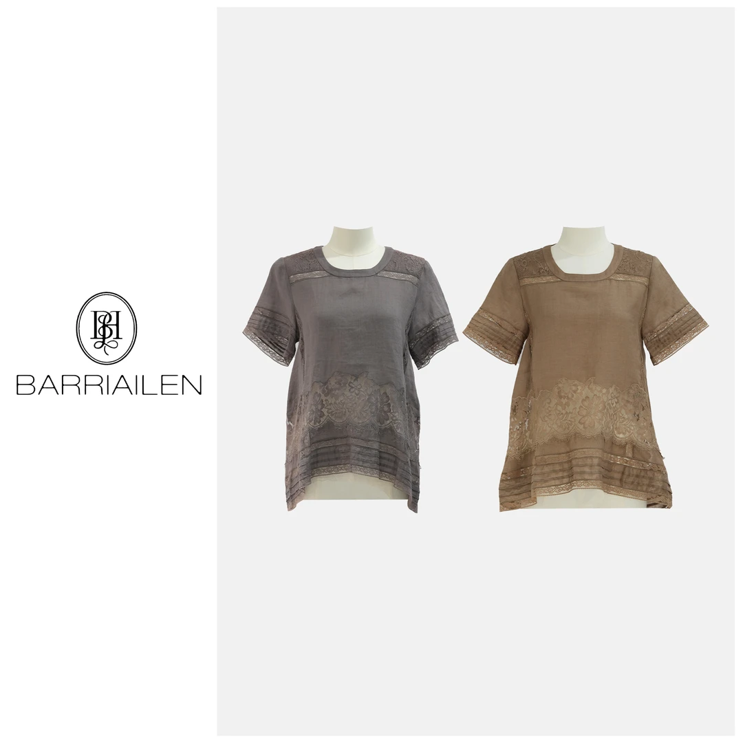 BARRIAILEN | 百搭国风重工蕾丝刺绣女人味衬衫-243603