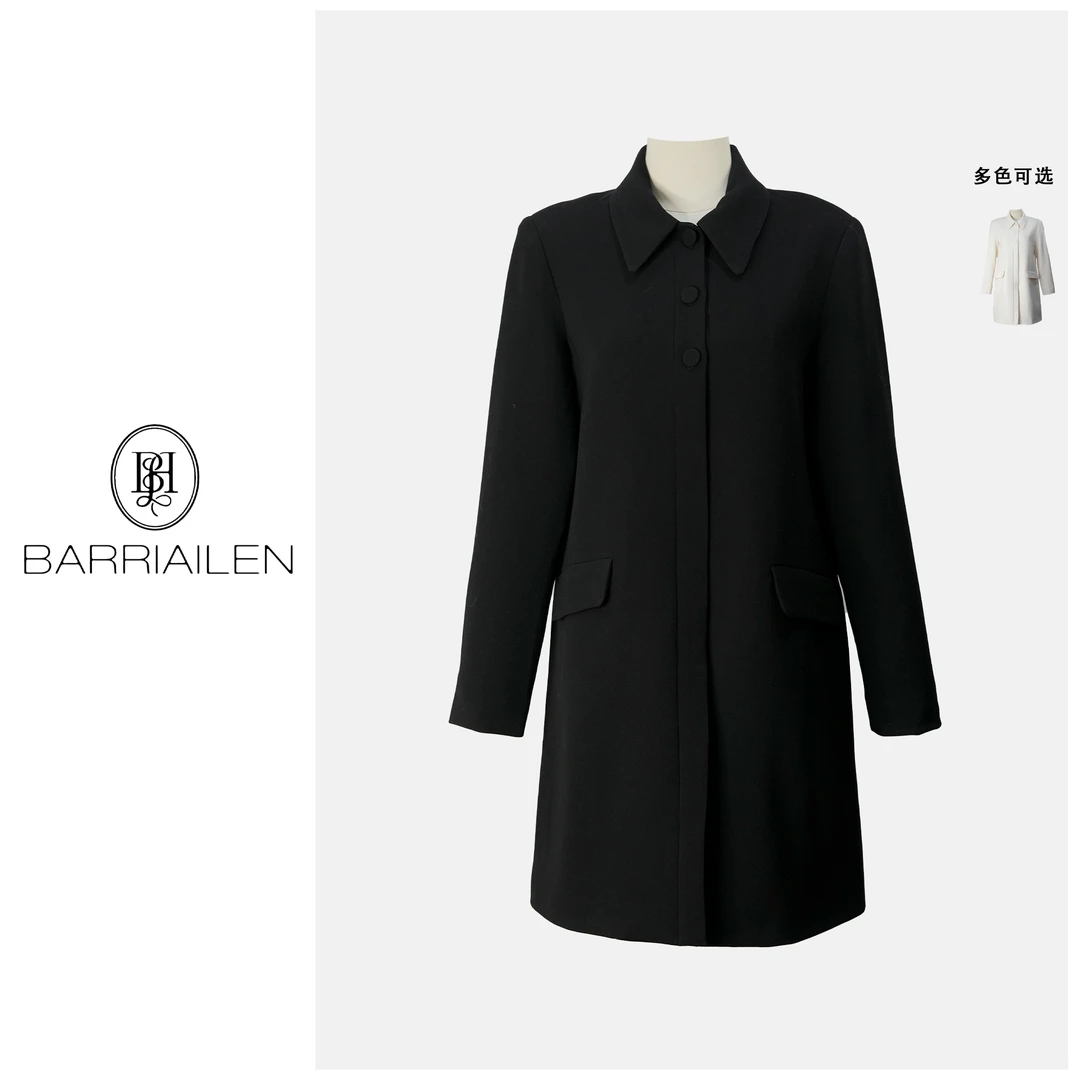 BARRIAILEN | 秋冬中长款休闲简约翻领西装外套-2401184