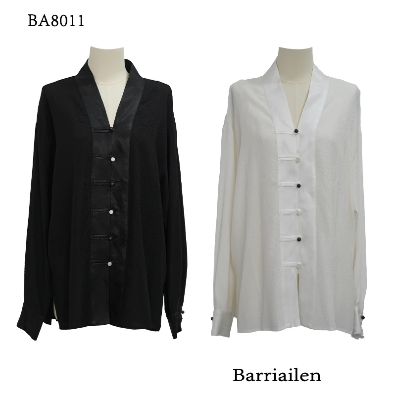 BARRIAILEN | 新中式国风气质休闲V领开衫衬衫-248011