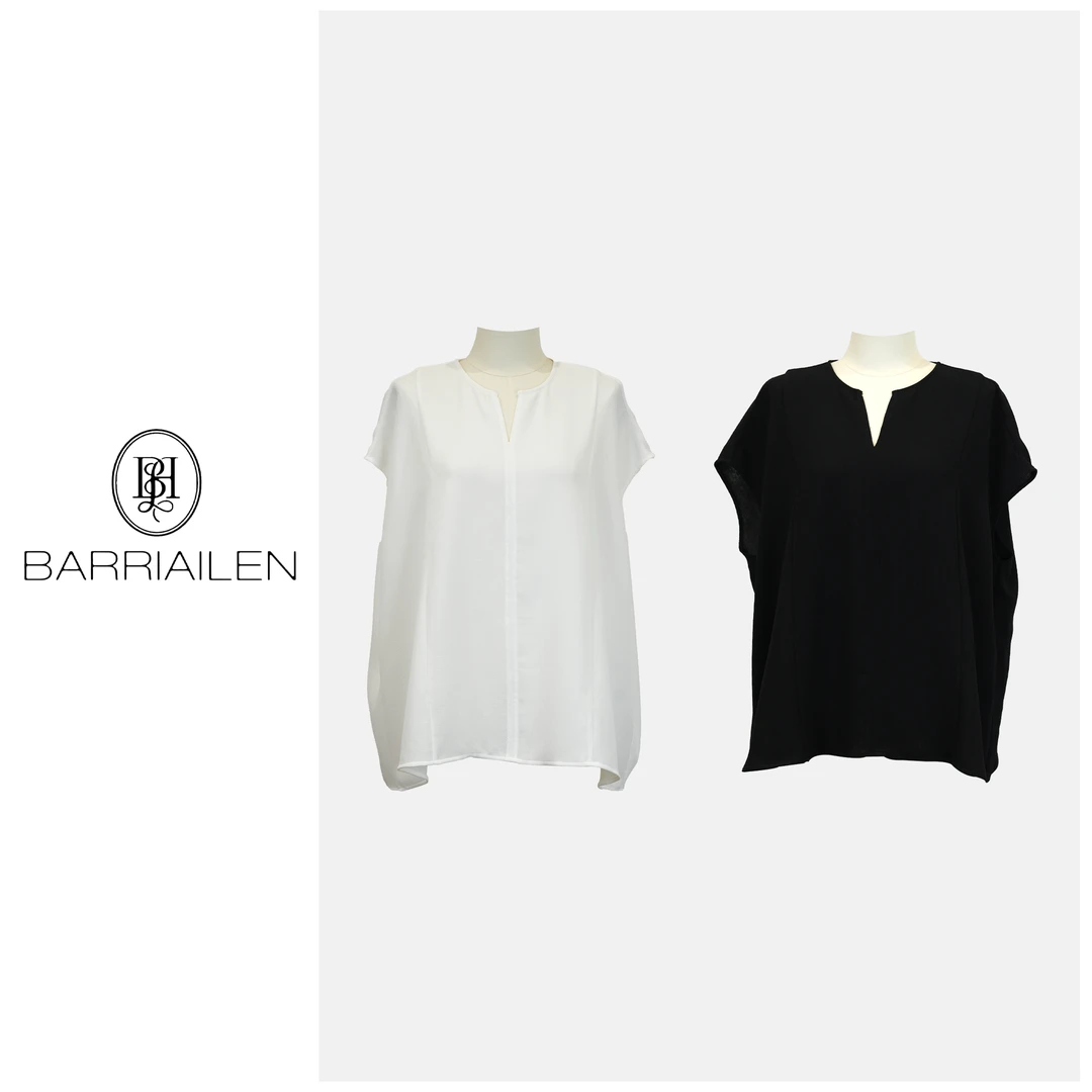 BARRIAILEN | 小v领简约宽松纯色百搭上衣-2401274