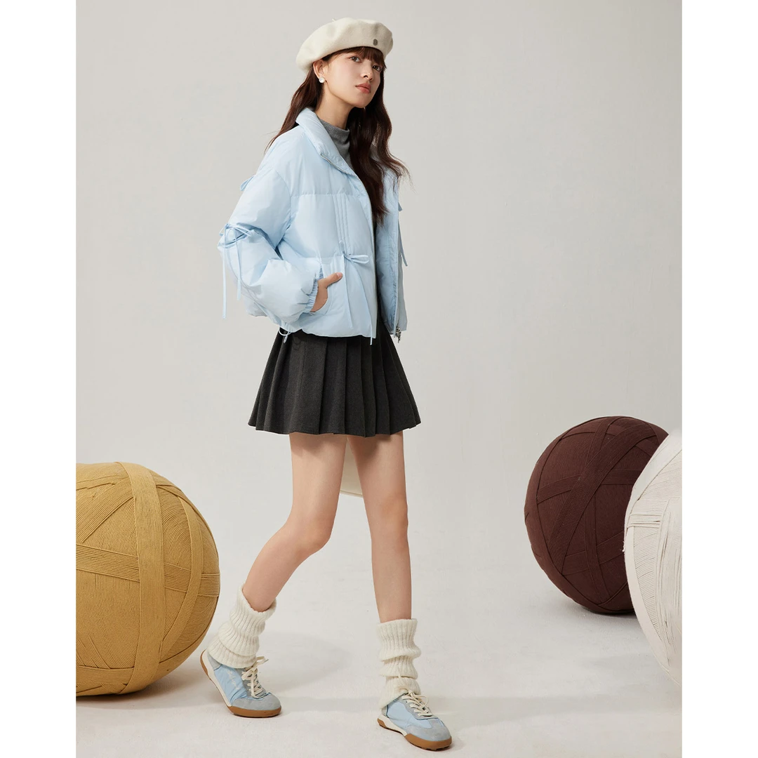 IEF/爱依服2024冬季新款韩版洋气设计感蝴蝶结宽松短款羽绒服外套