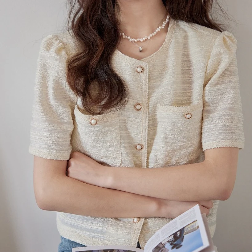 外套上衣开衫小香风气质白色短款夏季蕾丝针织无限回购的宝藏单品