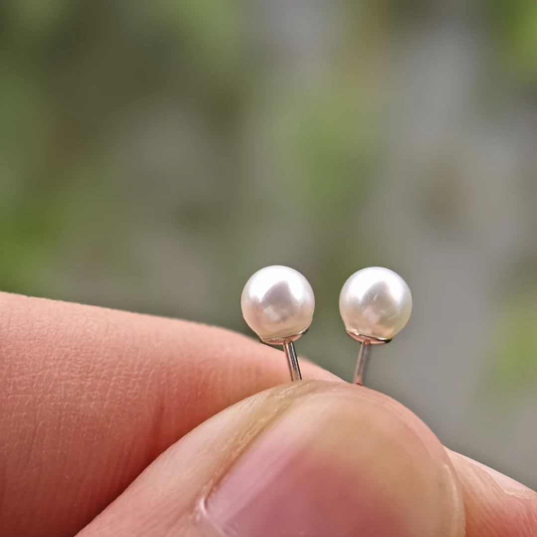 【大表哥】海水akoya珍珠耳钉4mm/s925（ys582）