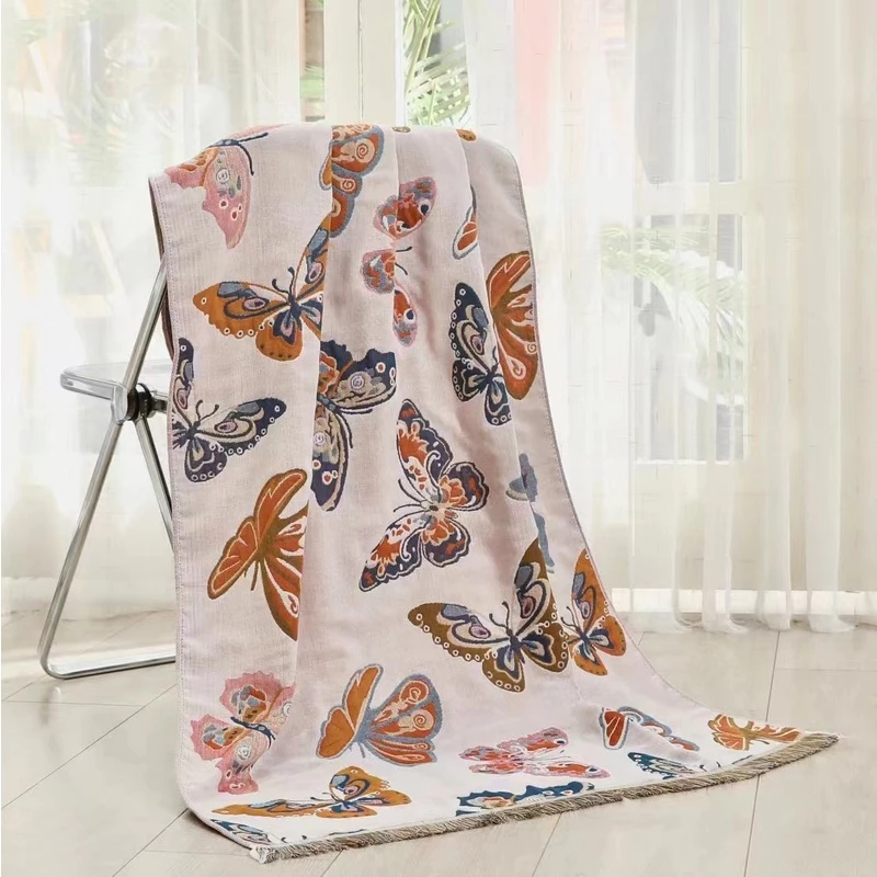 【蝴蝶浴巾】80×160cm纯棉浴巾