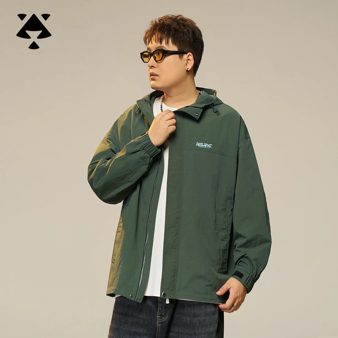 【连帽外套】森户外大码男装秋季休闲防风保暖夹克胖子宽松时尚外套