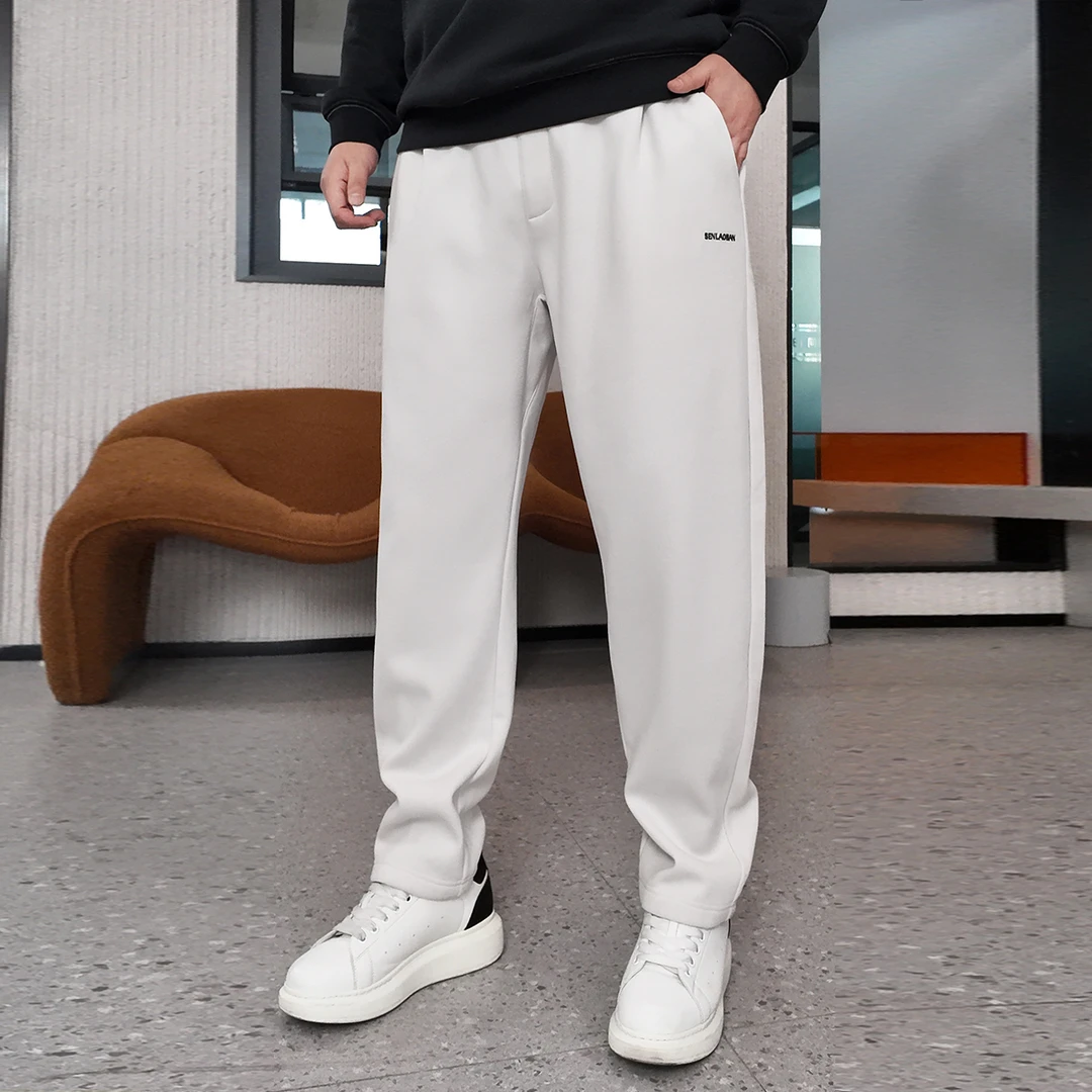 【加绒加厚】森老板胖子大码男装冬季痞帅宽松加裆直筒裤保暖休闲裤