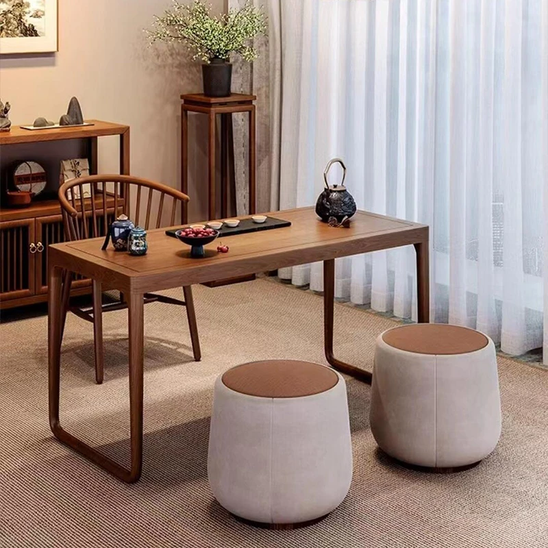 新中式阳台茶桌2024新款小型家用胡桃木实木茶台高端茶室泡茶桌