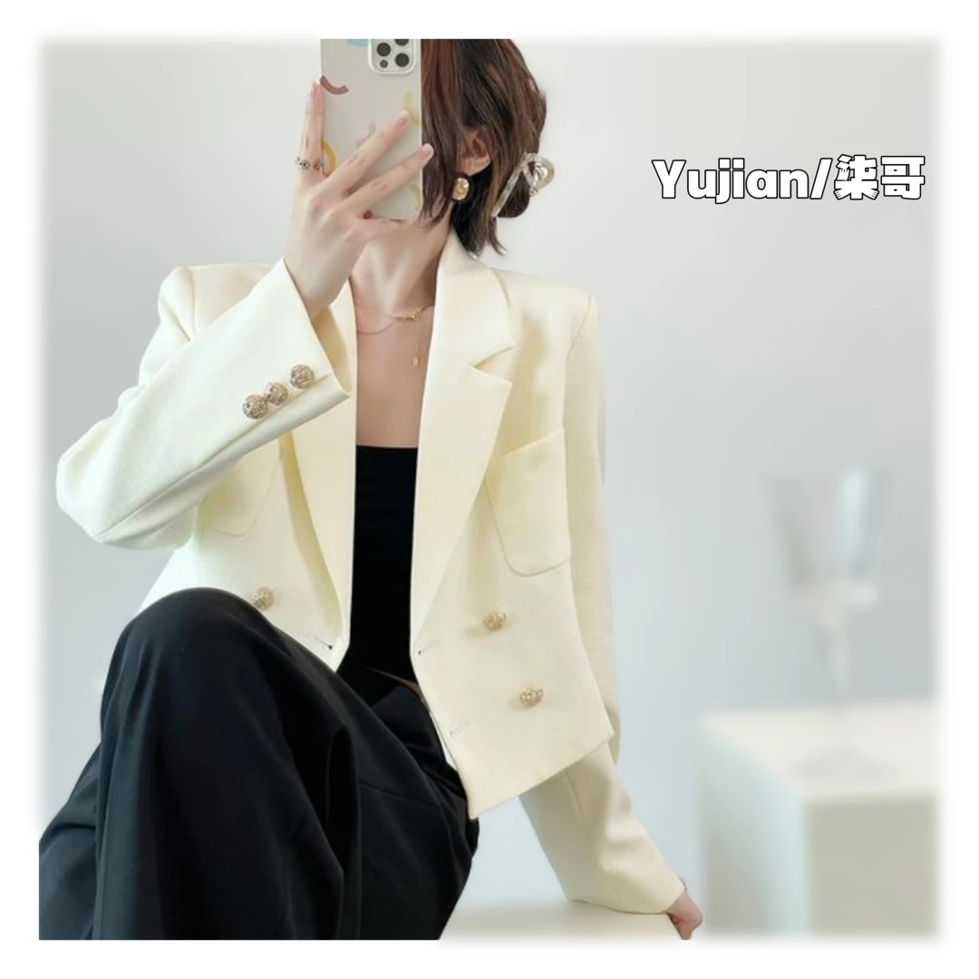 【柒哥正品】初秋韩版薄款小西装气质百搭短款长袖外套小香风