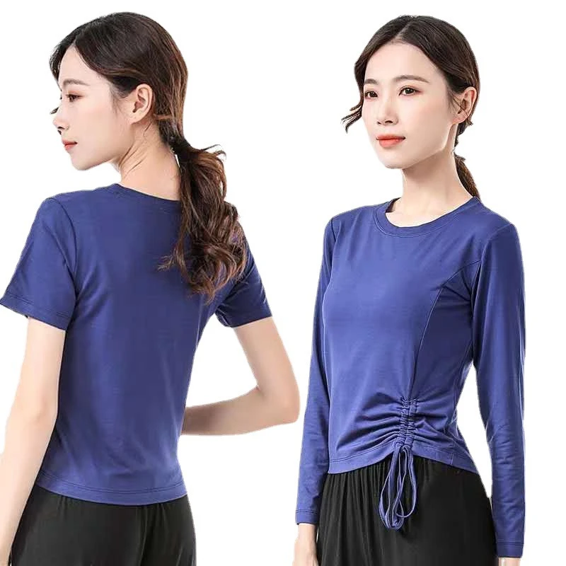 形体服舞蹈服装女短袖修身艺校训练古典民族舞练功服套装厂家