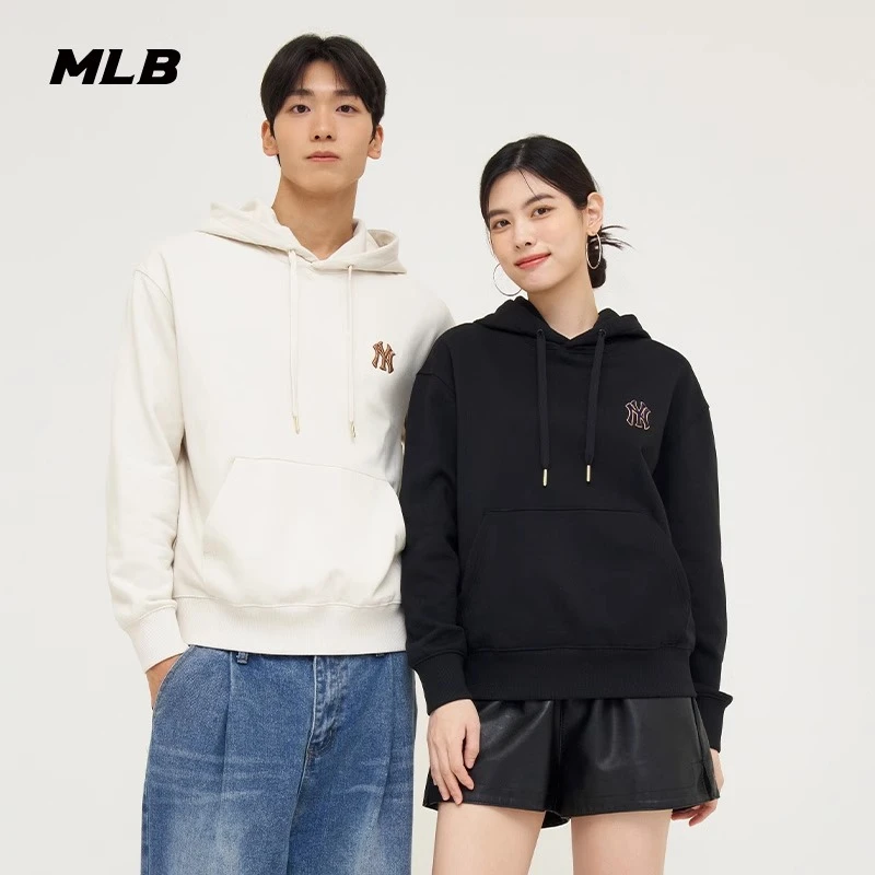 MLB男女老花复古卫衣连帽大logo时尚长袖上衣24春夏新款3AHDM0144
