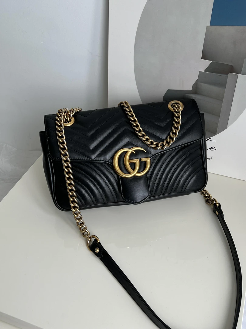 95新 GUCCI/古驰 赤境·8044 黑金马蒙Marmont22