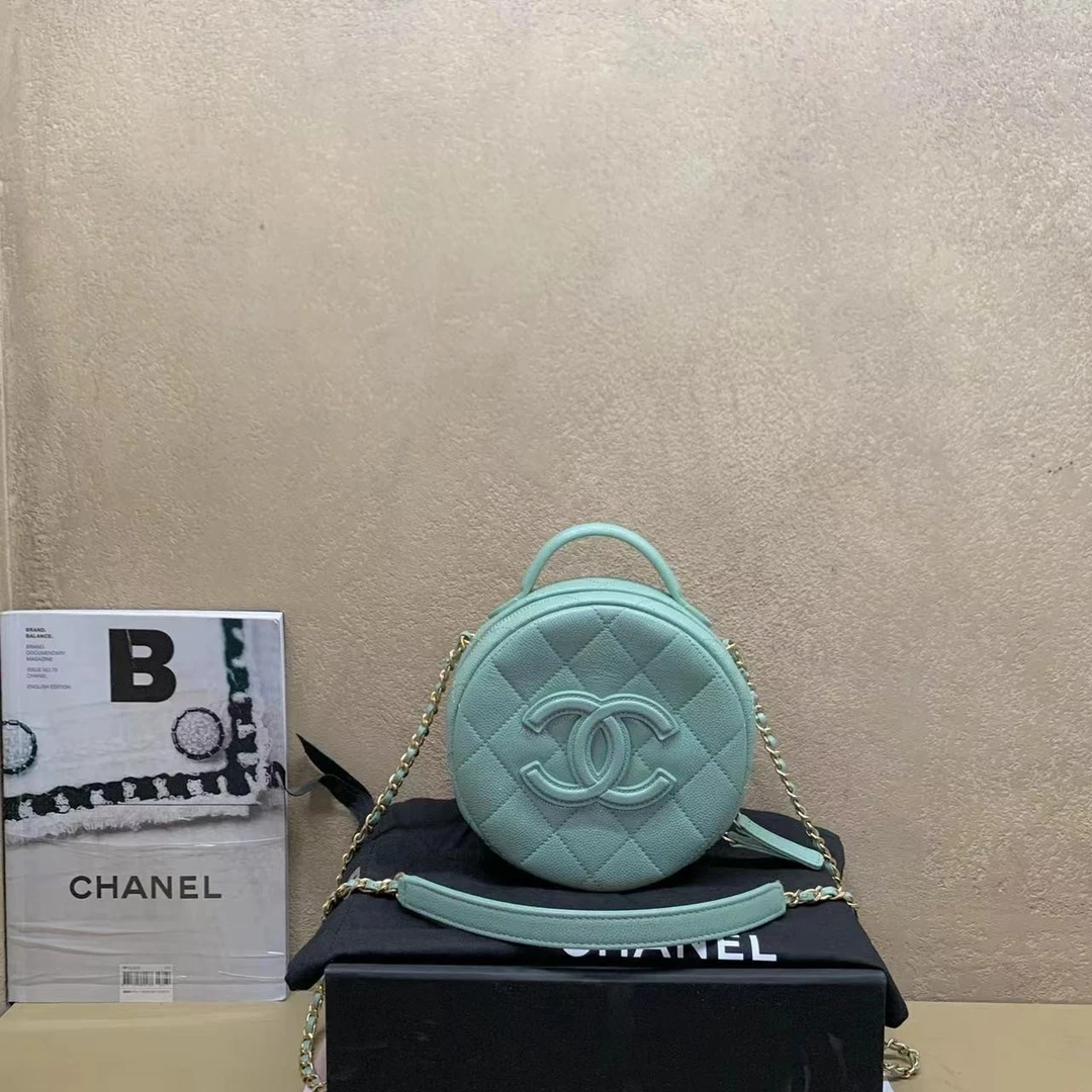 95新  壹臻中古/Chanel23p薄荷绿手柄圆饼包 39977338