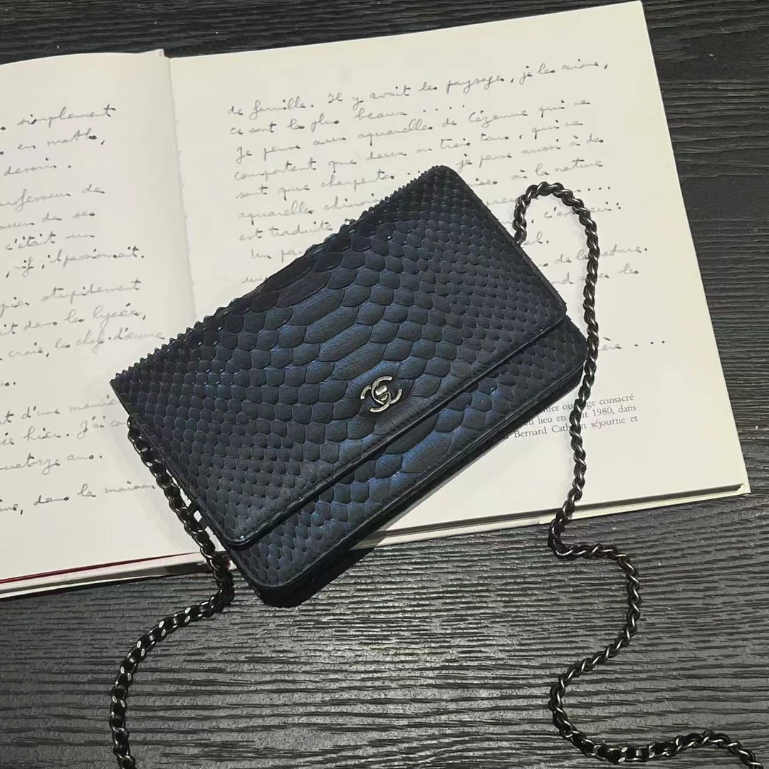 95新 Chanel/香奈儿 舍得 Chanel 青雀蓝黛特殊皮拼接链条包