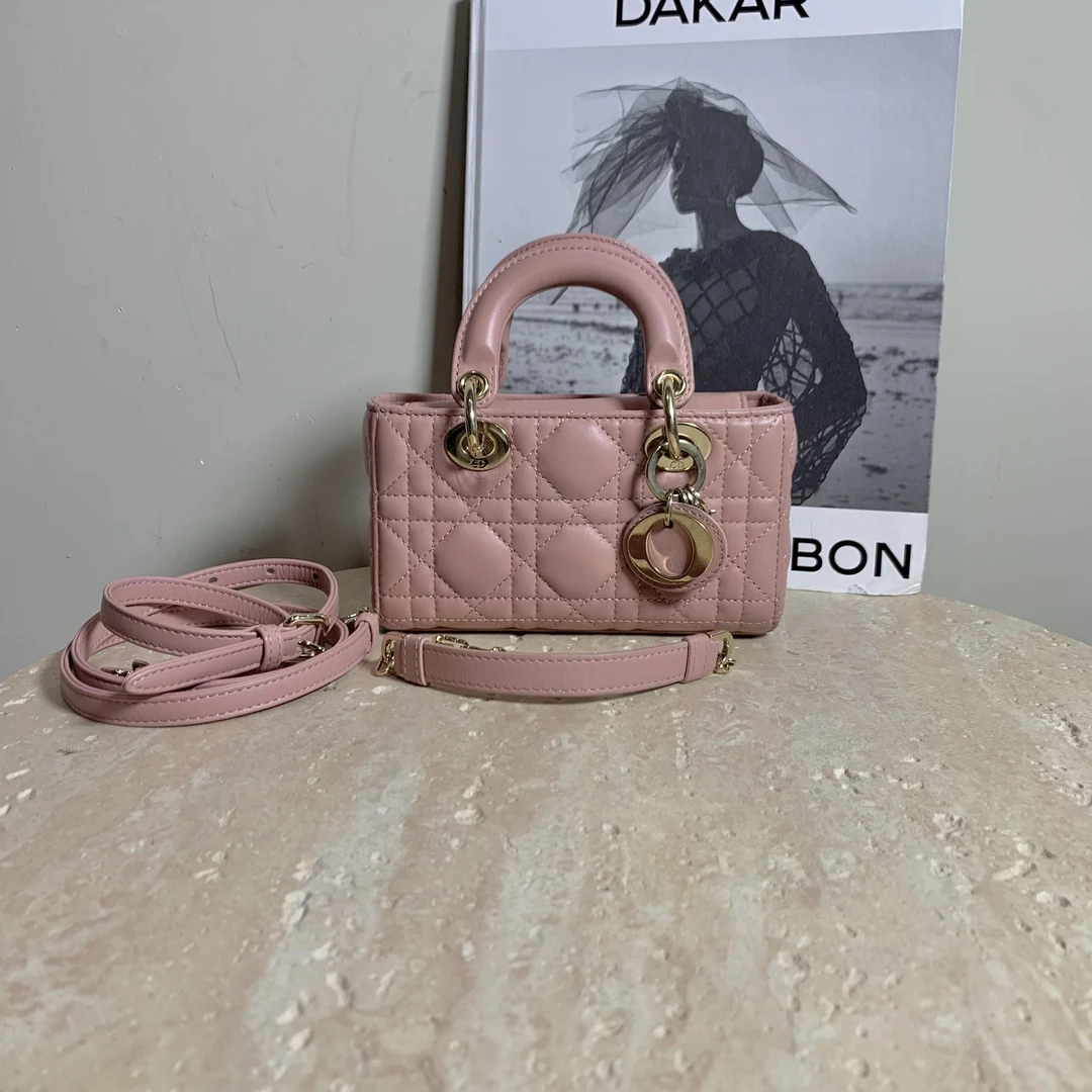 99新 DIOR/迪奥 壹臻/粉色mini横版戴妃包23年 / 14244111