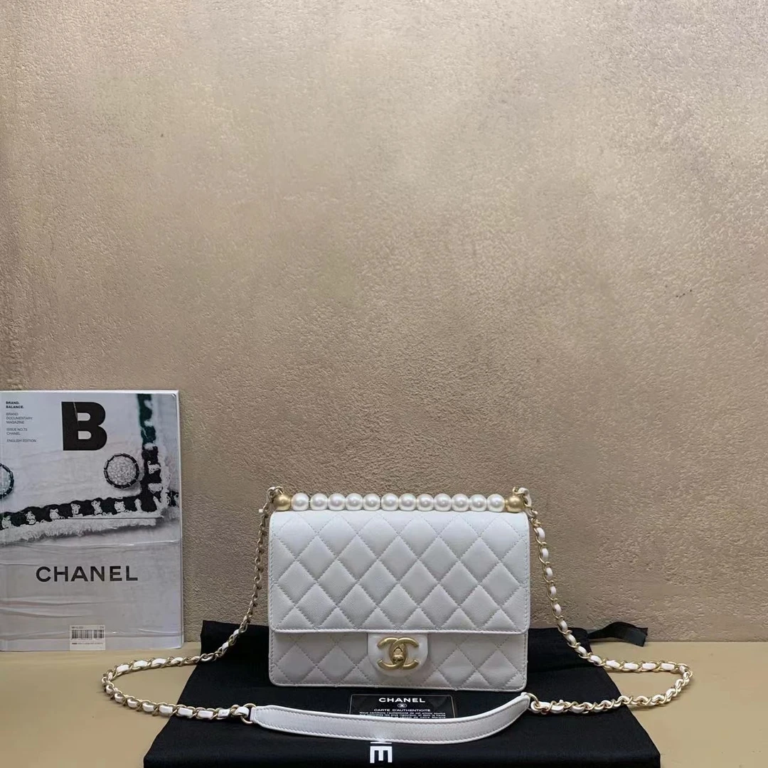 95新 壹臻中古/chanel白金牛横版珍珠包 28开 38204323
